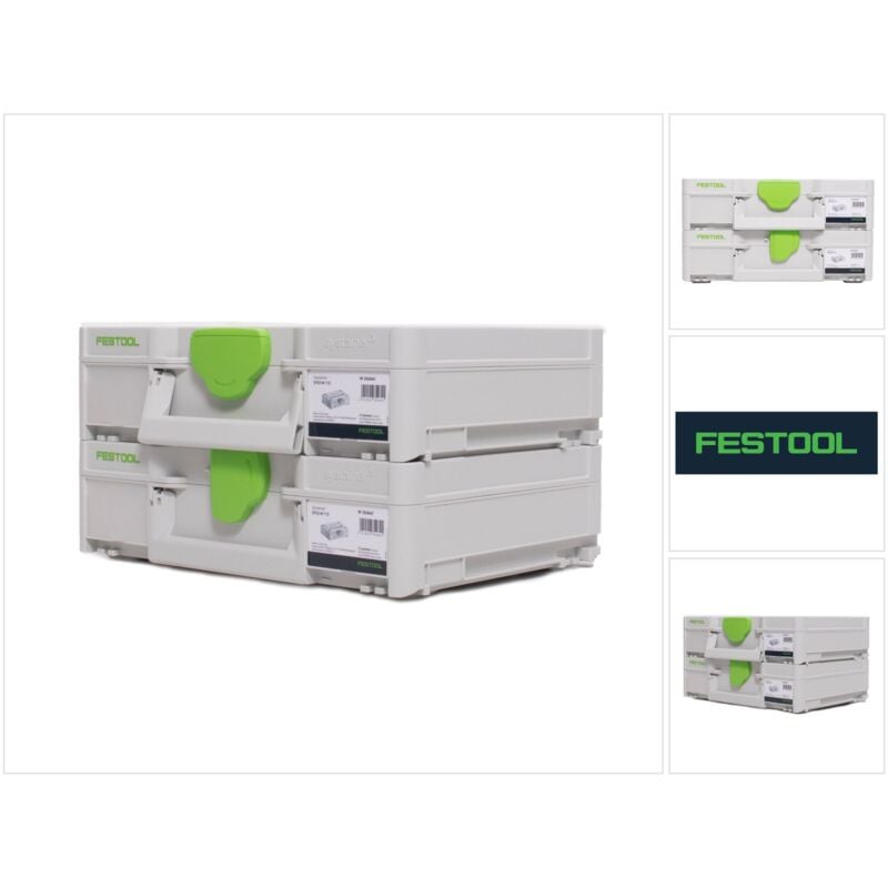 Image of Systainer Set 2x SYS3 m 112 ( 2x 204840 ) 7,7 Liter 396x296x112mm Werkzeugkoffer koppelbar - Festool