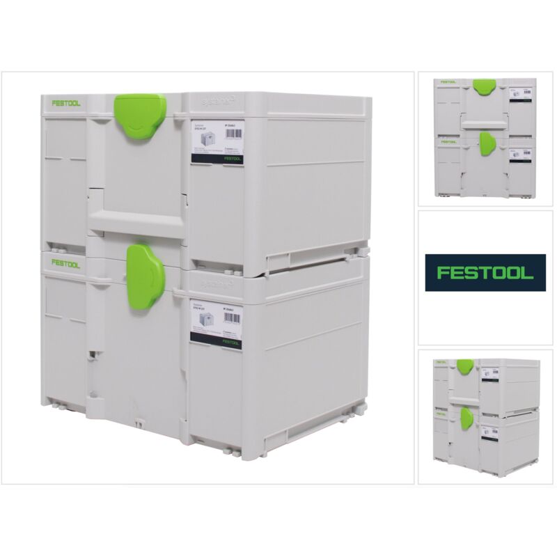 Image of Festool Systainer Set 2x SYS3 M 337 ( 2x 204844 ) 32,4 Liter 396x296x337mm Werkzeugkoffer koppelbar