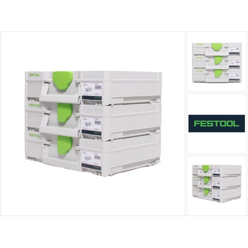 Image of Systainer Set 3x SYS3 m 112 ( 3x 204840 ) 7,7 Liter 396x296x112mm Werkzeugkoffer koppelbar - Festool