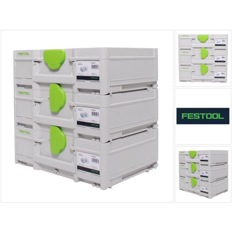 Image of Systainer Set 3x SYS3 m 137 ( 3x 204841 ) 10,4 Liter 396x296x137mm Werkzeugkoffer koppelbar - Festool