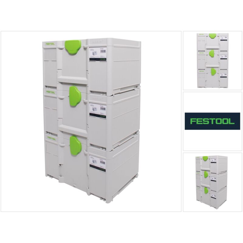 Image of Systainer Set 3x SYS3 m 237 ( 3x 204843 ) 21,4 Liter 396x296x237mm Werkzeugkoffer koppelbar - Festool