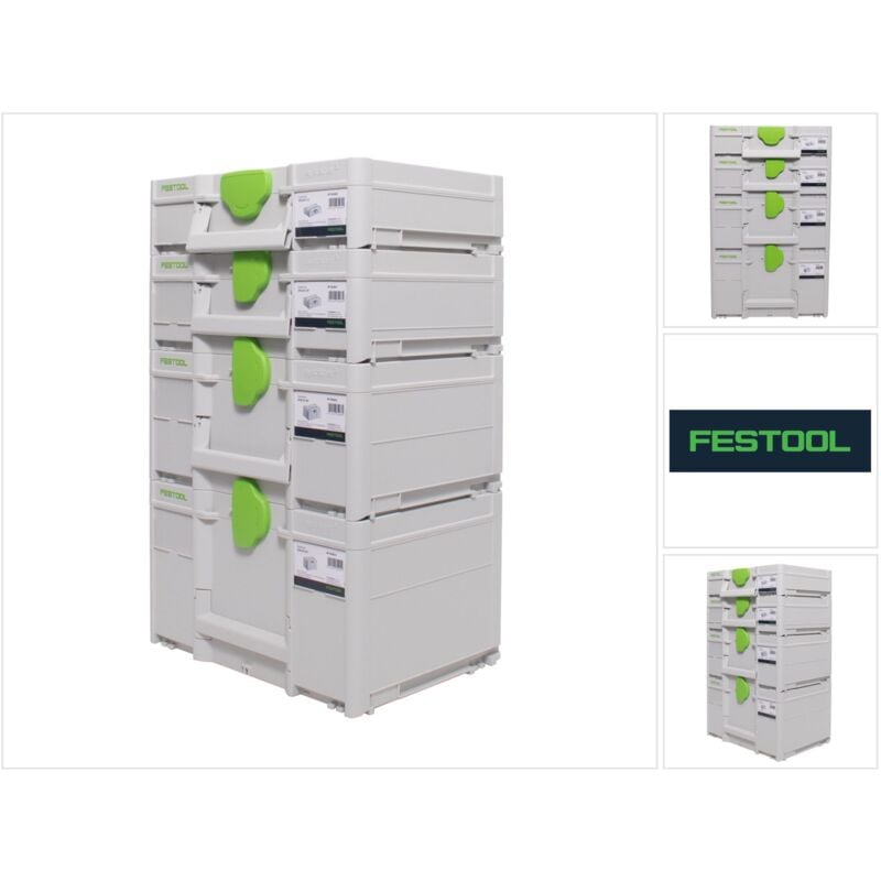 Image of Festool Systainer Set SYS3 M 237 ( 204843 ) + SYS3 M 112 ( 204840 ) + SYS3 M 137 ( 204841 ) + SYS3 M 187 ( 204842 ) Werkzeugkoffer koppelbar