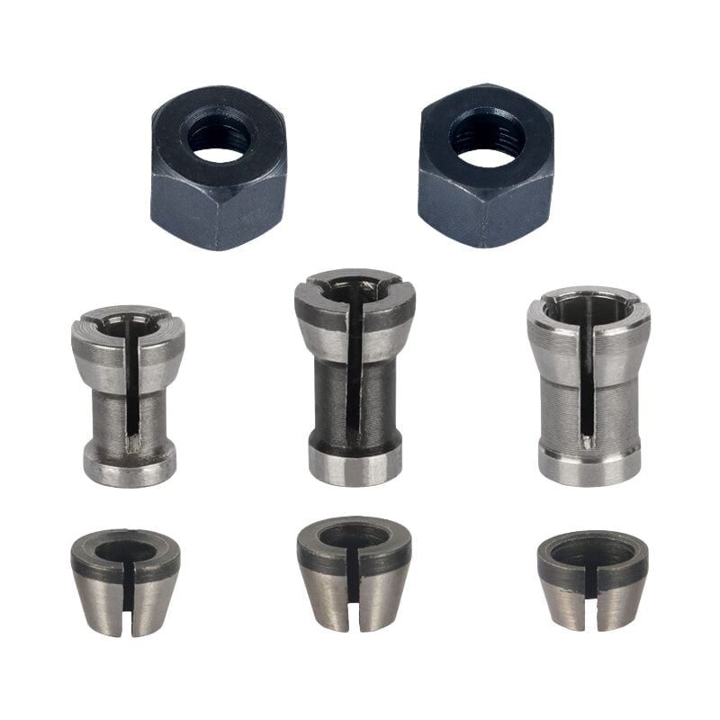 Image of Dolaso - Fräsfutter – 8er-Set, Bündigfutter-Spannzange (6 mm, 6,35 mm, 8 mm), Oberfräsen-Spannzange, Spannzangenadapter