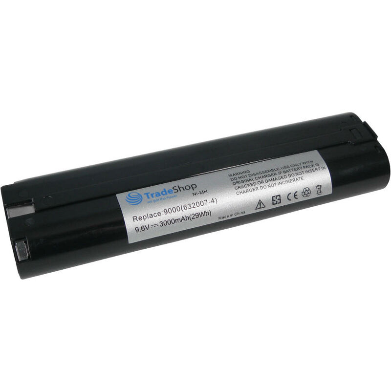 Image of Hochleistungs Ni-MH Akku, 9,6V / 3000mAh für Makita DA390D, DA390DW, DA391, DA391D, DA391DRA, DA391DW, DA391DWB, DA391DWD, T220D, T220DW, UM1690D,