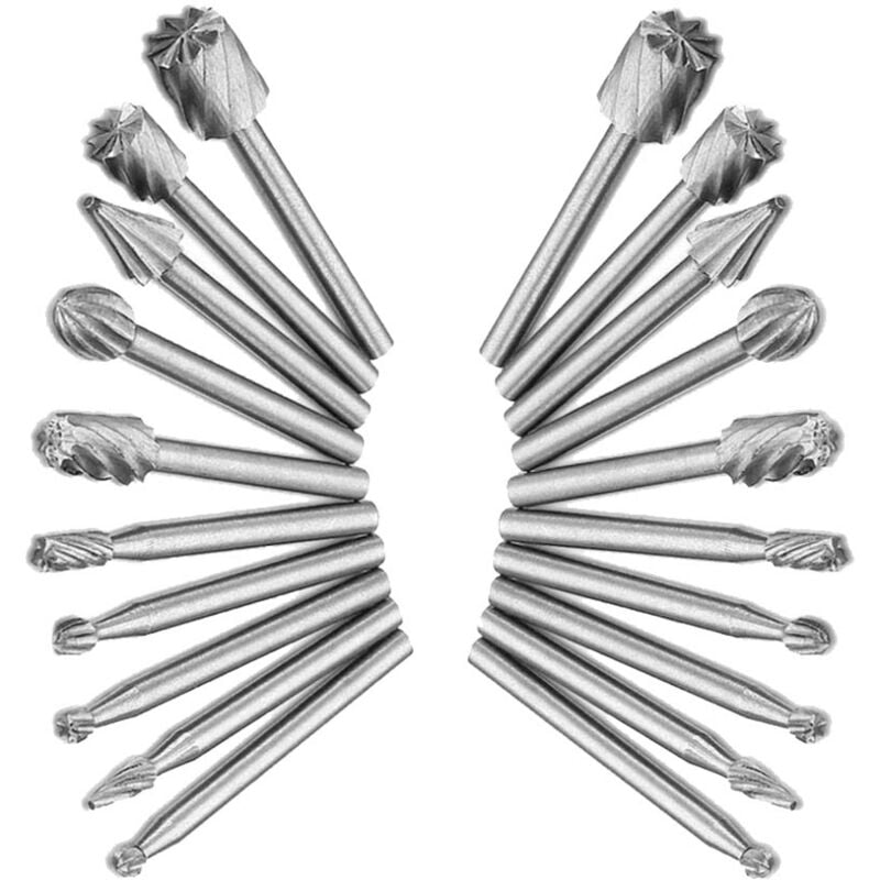 Image of Holzschnitzerei Bohrer Set für Rotary Tool, 20 Stück HSS-Drehfräser-Set, Frässtifte für Dremel Heimwerker, Holzarbeiten, Schnitzen, Gravieren, Bohren