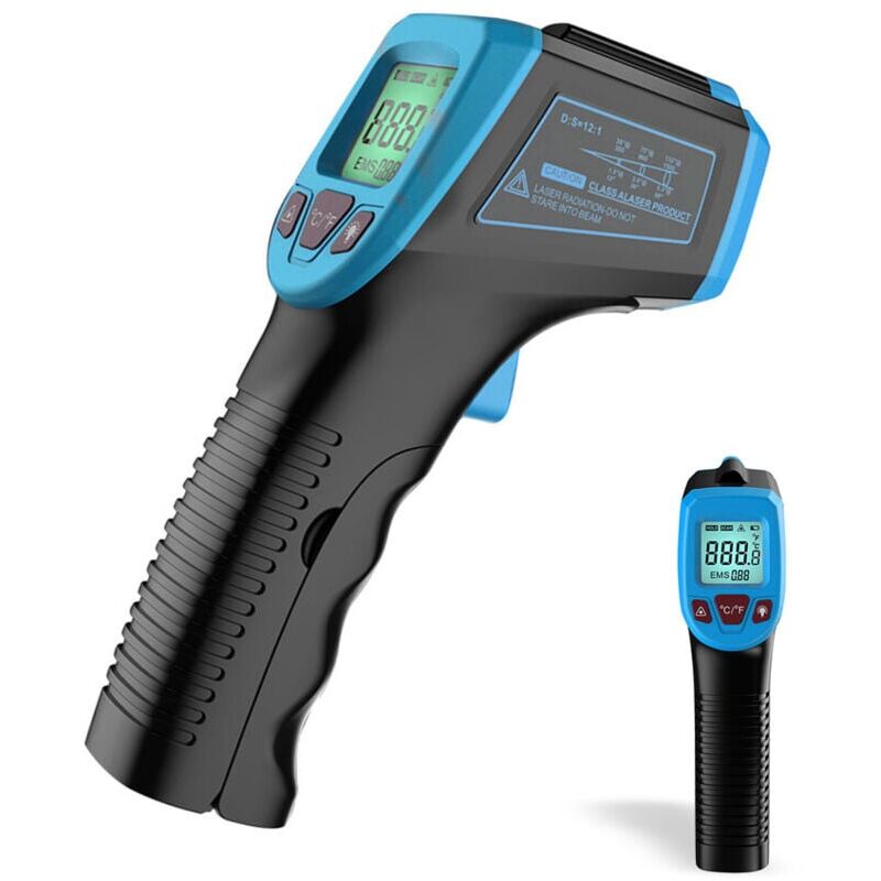 Image of Infrarot-Thermometer, berührungslose digitale Laser-Temperaturpistole -58 °fa 1112 °f (-50 °ca 600 °c) mit LCD-Display, Blau, Blau