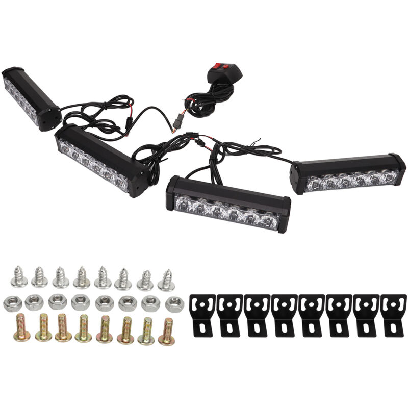 Image of 4-in-1-LED-Notfall-Blitzlicht, IP67, 12 v, 24 v, blinkendes Warnblinklicht für den Frontgrill für Fahrzeuge, lkw, Anhänger, Lieferwagen - Jeffergarden