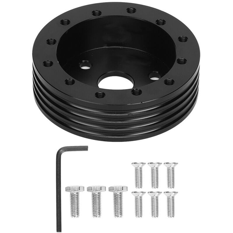 Image of 1-Zoll-Aluminium-Lenkradnaben-Abstandshalter für 5-/6-Loch-Räder auf 3-Loch-Adapter (schwarz) - Jeffergarden