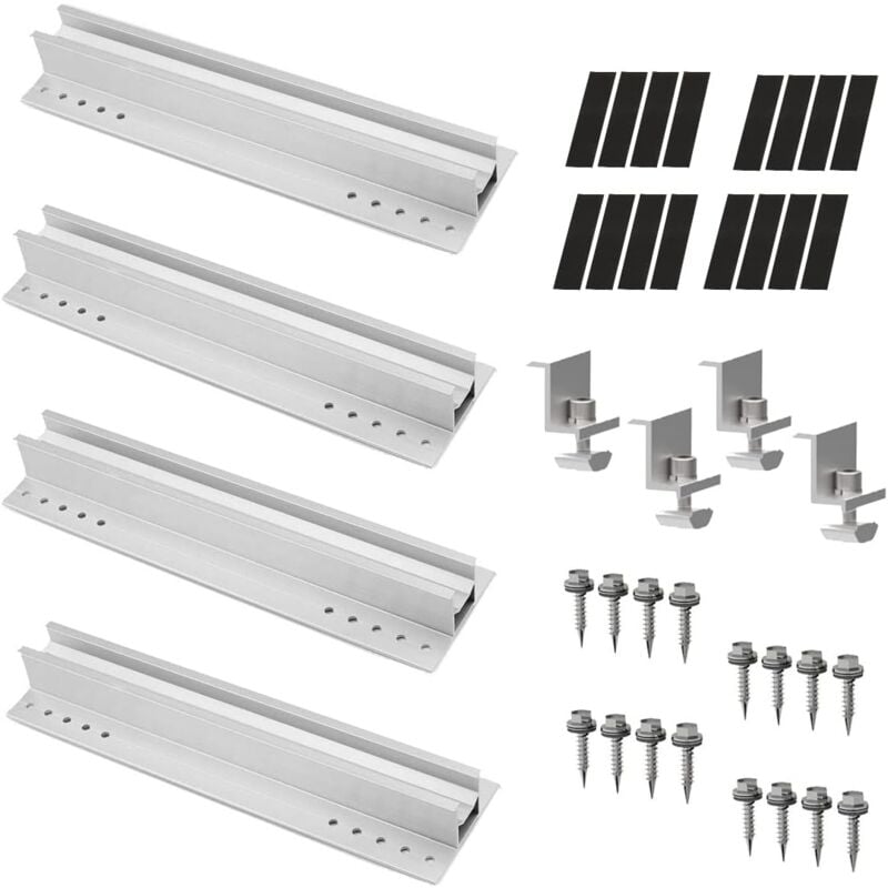 Image of Ej.life - 4 Set 400 mm Solarpanel-Halterungsset, Aluminium-Solarpanel-Halterung, Photovoltaik-Halterung für Balkon, Elektrizitätswerk, Dächer