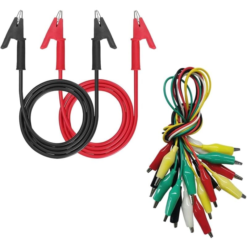 Image of Dolaso - Krokodilklemmen-Messleitungen, doppelseitiges Krokodildrahtkabel mit Isolierklemmen. Testen Sie flexibles Kupferkabel für elektrische Tests