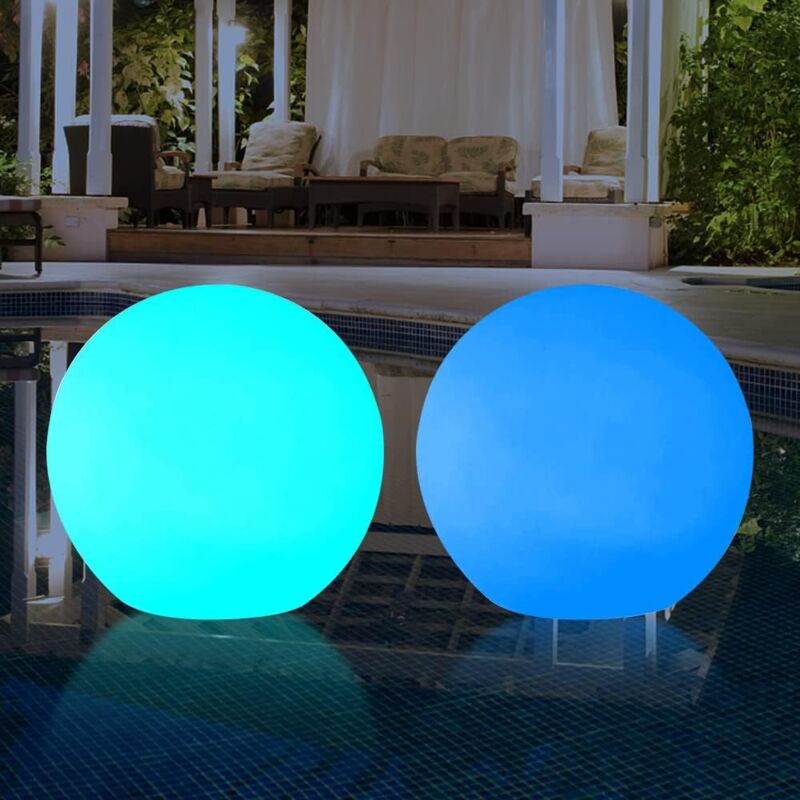 Image of Ulisem - LED-Spa-Licht, 2 Stück 40 cm schwimmende Pool-Lichter led Wasserdichte IP67-Schwimmlampe Kugel-Schwimmbad-Licht mit Fernbedienung für