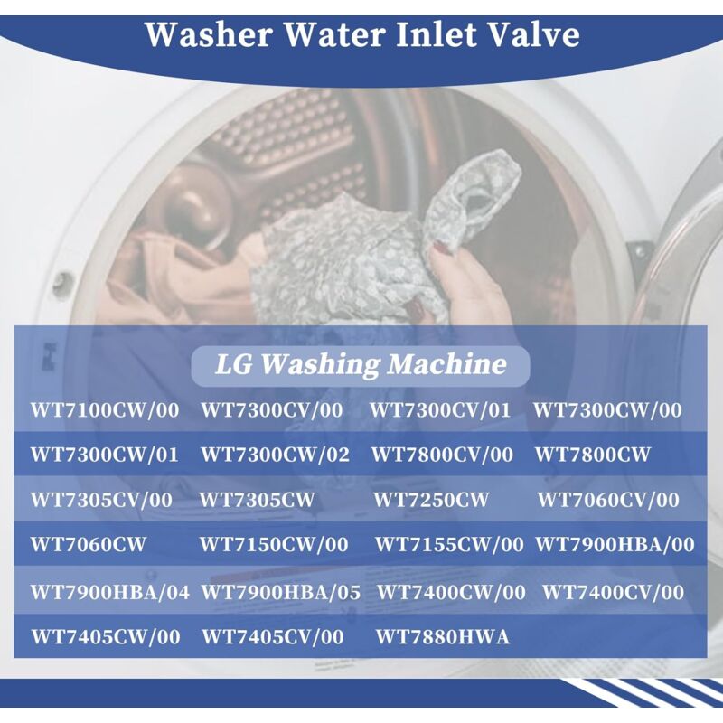 Image of Coocheer - lg Waschwassereinlassventil, AJU75152602, kompatibel mit WT7100CW WT7300CW WT7800CV WT7060CV WT7900HBA WT7400CW, ersetzt 5221EA1008S