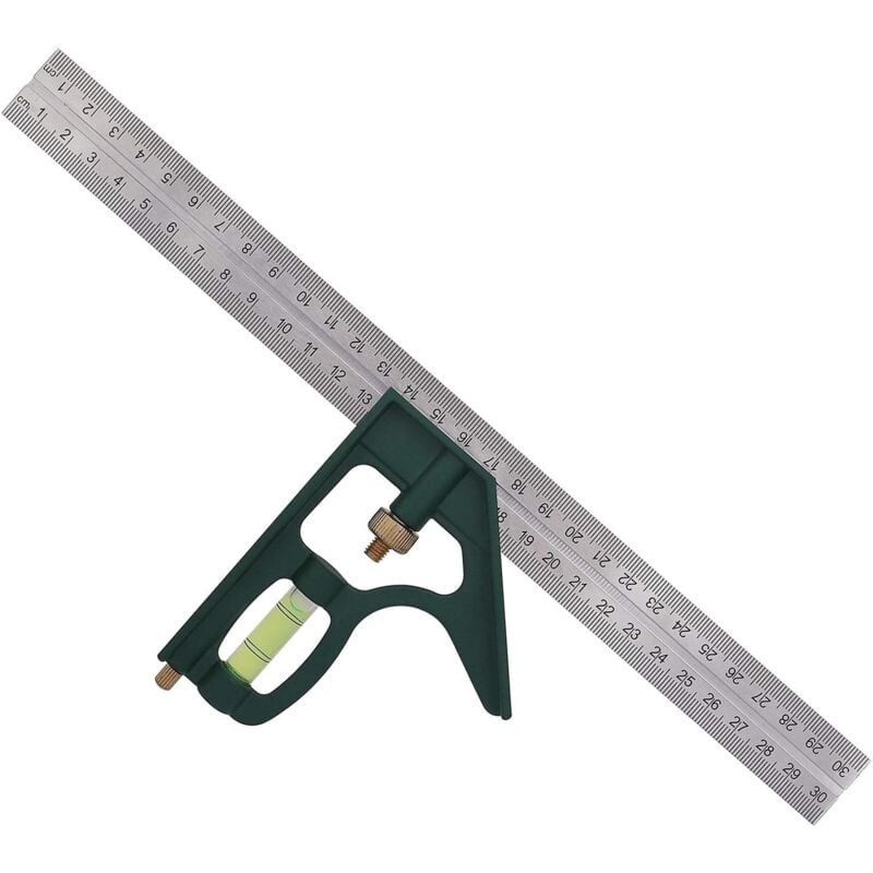 Image of Dolaso - Quadratisches Kombinationswinkellineal aus Edelstahl, verstellbar um 45/90 Grad, Kombinationswinkel 300 mm 12 Zoll