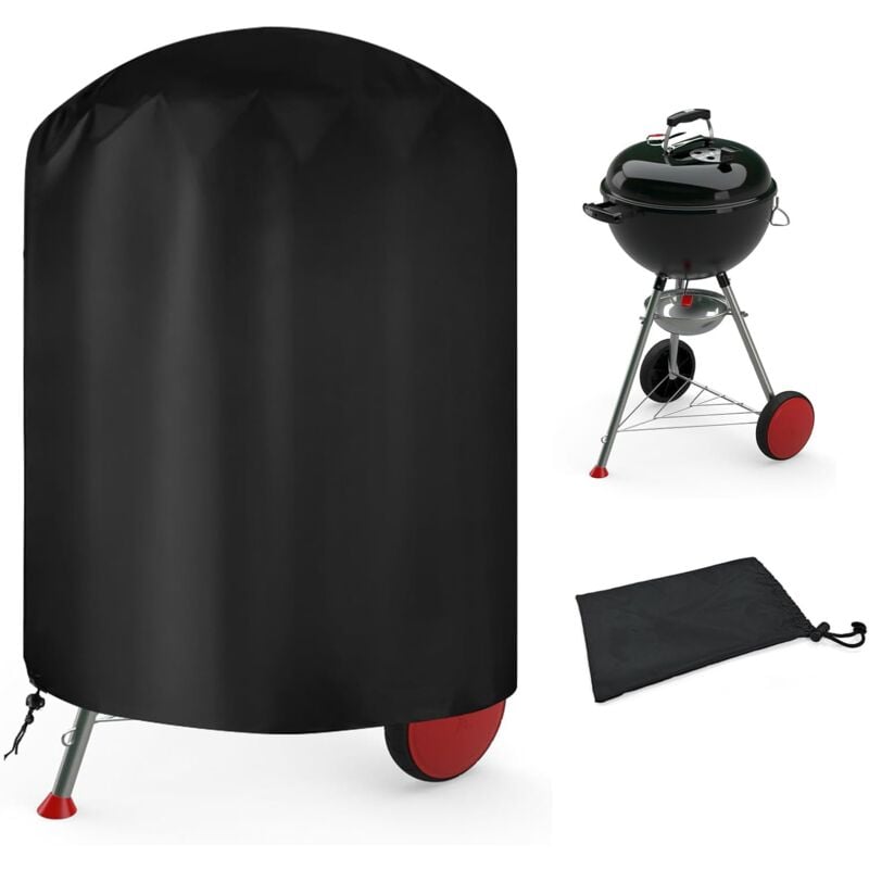 Image of Runde Outdoor-Grillabdeckung, BBQ-Schutzabdeckung, Anti-UV-/Anti-Wasser-Abdeckung, 210D Oxford, Ø61 x 72 cm, Abdeckung passend für die meisten Grills