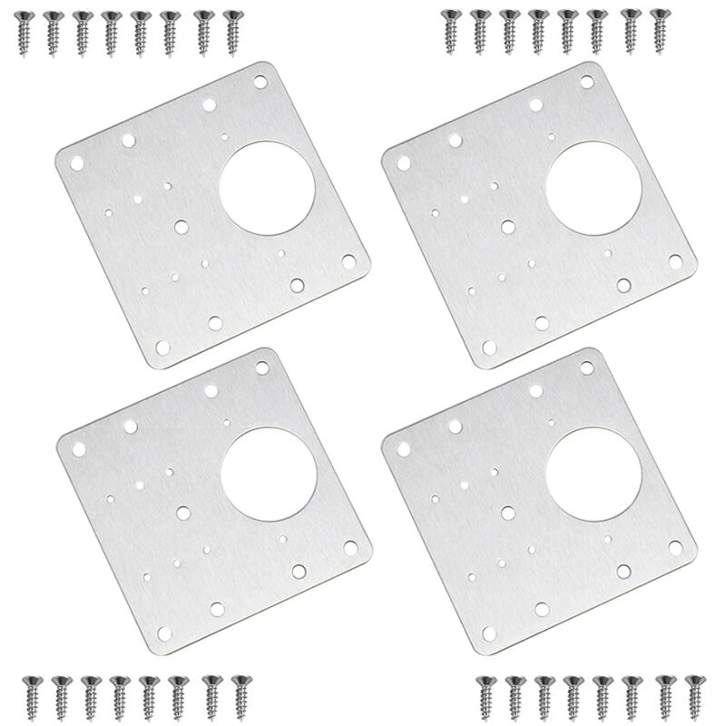 Image of Reparaturplatte für Schrankscharniere aus Edelstahl mit Schrauben (4 Stück)