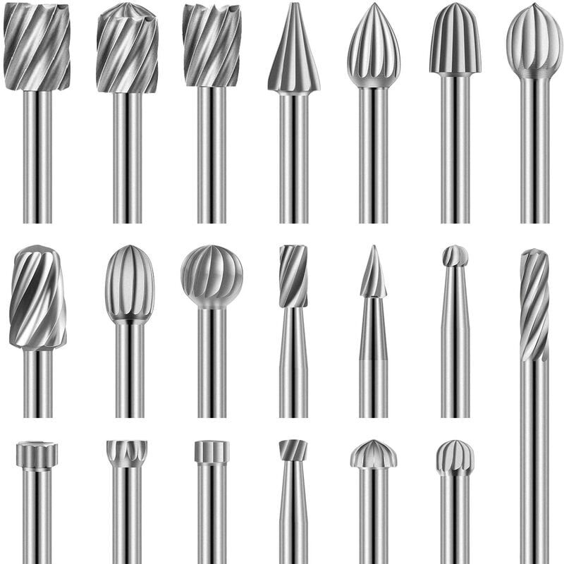 Image of S-giant 20-teiliges Rotationsfräser-Set, Hochgeschwindigkeitsstahl-Schnitzwerkzeug mit 3-mm-Schleifkopf für Holzbearbeitung, Schnitzen, Gravieren,