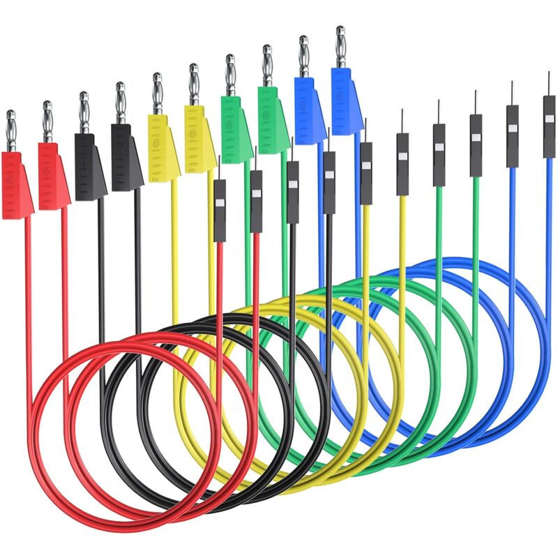 Image of Stapelbarer Bananenstecker auf Steckbrett-Stecker-Überbrückungsdrähte, weiche, flexible Silikon-Messleitungen für elektrische Tests