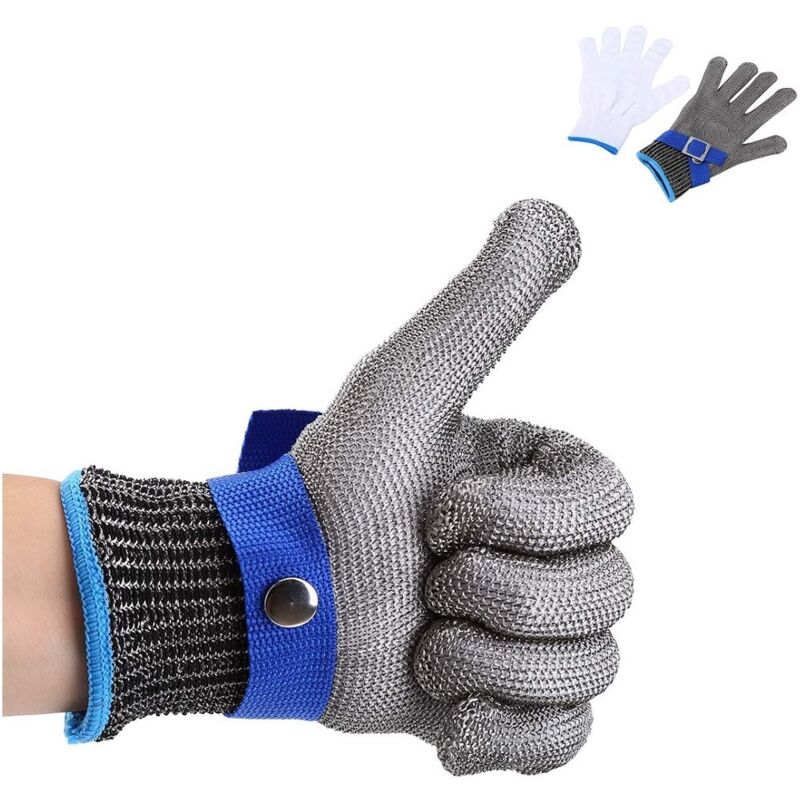 Image of Ej.life - 1 Stück Sicherheits Handschuhe, Schnittschutzhandschuhe Schnittfest aus 316L Edelstahl Metall Netzgewebe Passend für Beide Rechte und Linke