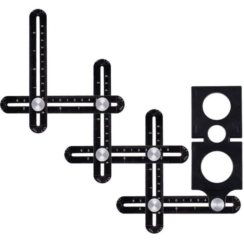 Image of Schablonenwerkzeug, Winkelschablonen-Schablonenwerkzeug, Mehrwinkel-Messlineal-Schablonenwerkzeug, Aluminiumlegierungs-Winkelschablone, 6-seitige