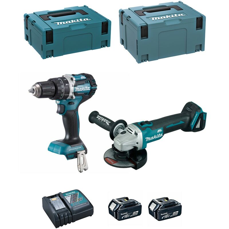 Image of Makita - Kit DLX2210TJ1 (DHP484 + DGA506 + 2 x 5,0 Ah + DC18RC + makpac 2 + makpac 3)