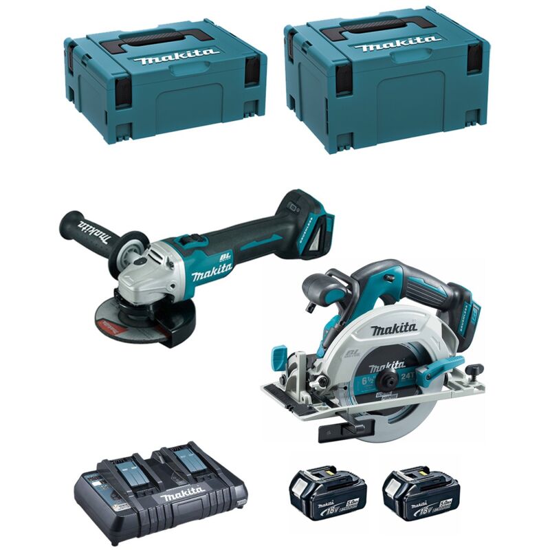 Image of Makita - Kit DLX2277PTJ (DHS680 + DGA506 + 2 x 5,0 Ah + DC18RD + makpac 2 + makpac 3)