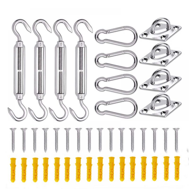 Image of Sonnensegel Befestigung Kit M5 - Hochwertiges Edelstahl 304 - Tragfähigkeit von 64 kg - Sonnensegel Spanner Zubehör Montage Aufbau Set für Viereck