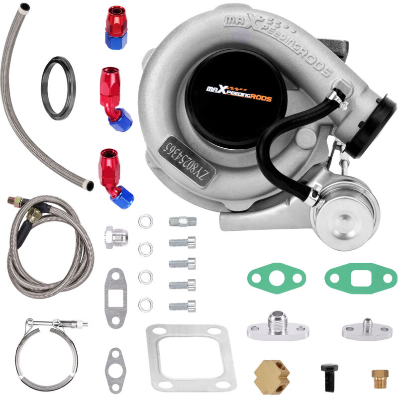 Image of T3 TO4E Turbo Turbocharger .63 a/r + Oil Drain Return + feed Line Kit