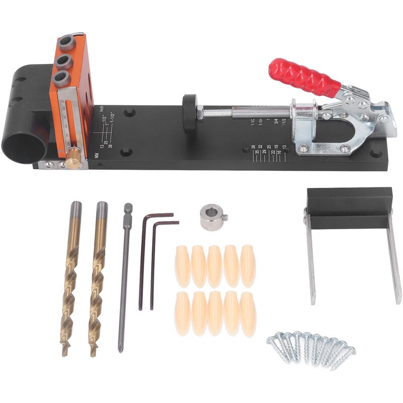 Image of Taschenloch-Vorrichtungs-Set, Holzbearbeitung, Dübeln, Bohrführungs-Set, selbstzentrierende, verstellbare Bohrführung, Locher-Locator - Eosnow