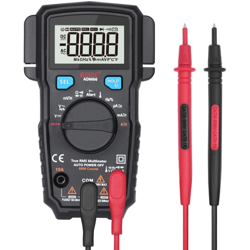 Image of Tragbarer Multitester, 6000 Conuts TRMS Digitalmultimeter Auto Range DMM Dual Slot TRMS Voltmeter Ohmmeter Amperemeter Diode