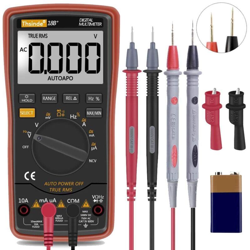 Image of Dolaso - trms 6000 Auto Range Digitalmultimeter mit Batterie-Krokodilklemmen, Messleitungen, AC/DC-Spannung/Zählung, Spannungsalarm,