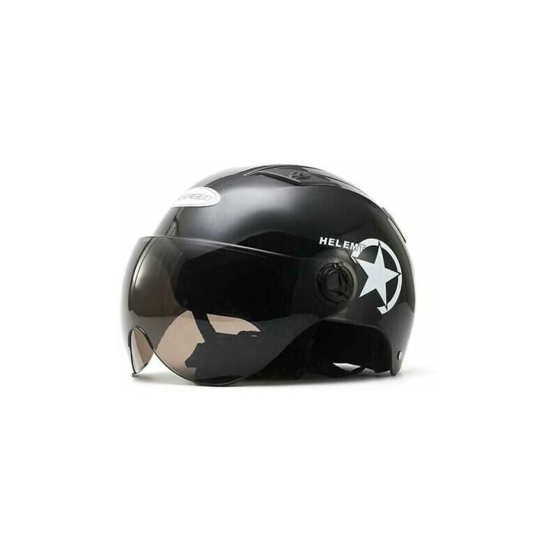 Image of Elektromotorrad-Helm für Auto, Roller, Fahrrad, offenes Gesicht, halbe Baseballkappe, Anti-UV-Schutzhelm, Fahrrad, Schwarz - Ulisem