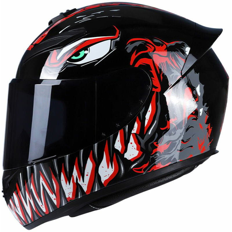 Image of Helm aus der Venom-Serie mit schwarz-rotem Zahndesign, Größe m, ideal zum Schutz bei Ihren Aktivitäten. - Ulisem