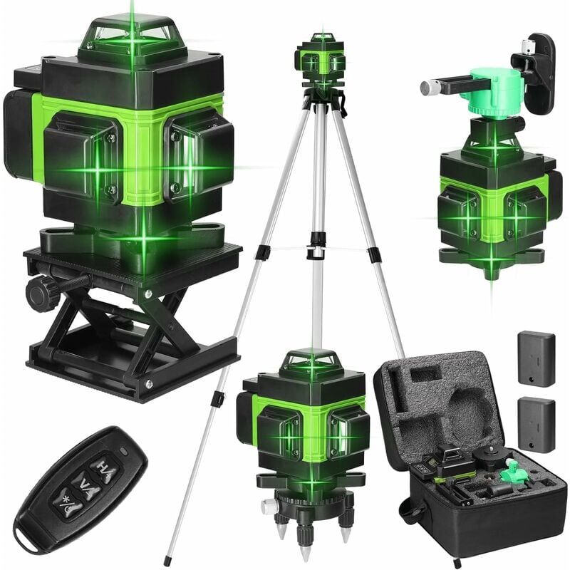 Image of Ulisem - Laser-Nivelliergerät in 4 x 360° 4D 16 Linien, selbstausgleichender grüner Laser-Nivelliergerät, rotierendes horizontales vertikales