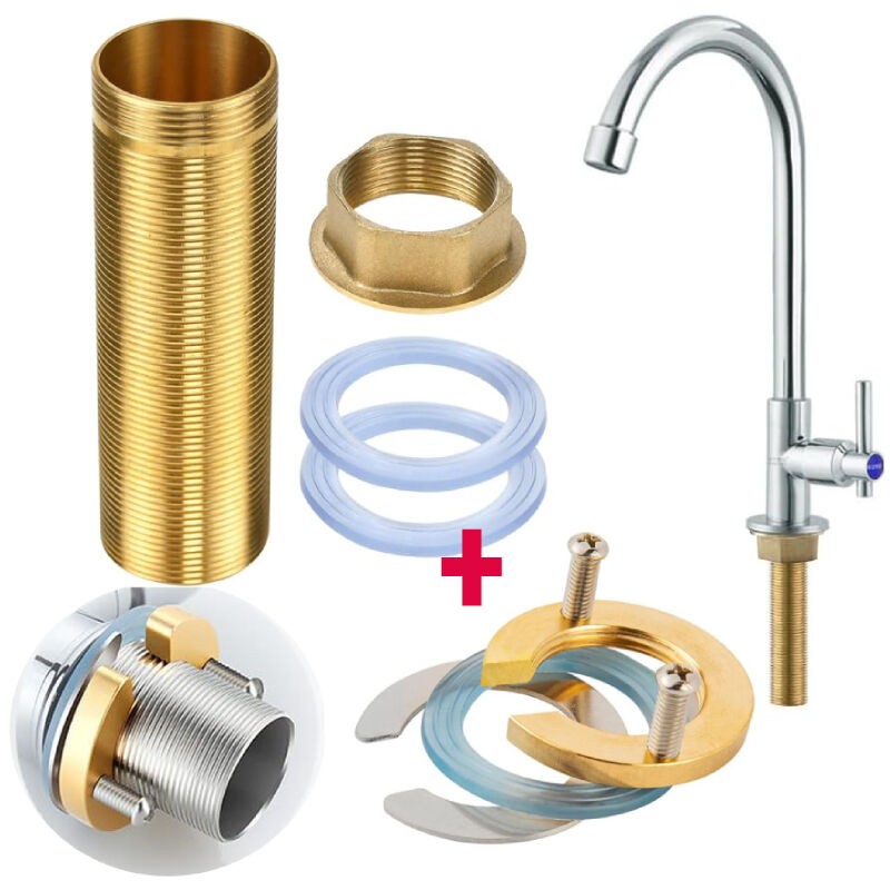 Image of Wasserhahn-Reparatur-Set, Messing-Gewindebefestigungs-Zubehör-Set für Wasserhahn-Reparatur (M32–100 mm)