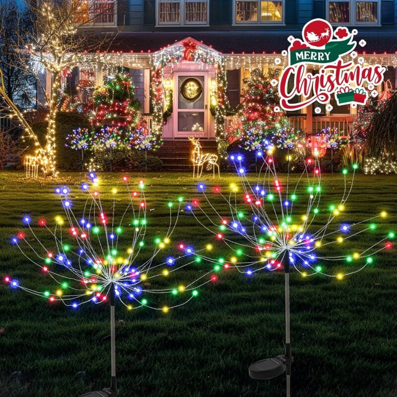 Image of Weihnachts-Gartendekoration, Solarleuchten für den Außenbereich, 120 LEDs, wasserdicht, farbenfrohes Display für Festivals, lustiges Heimwerken für