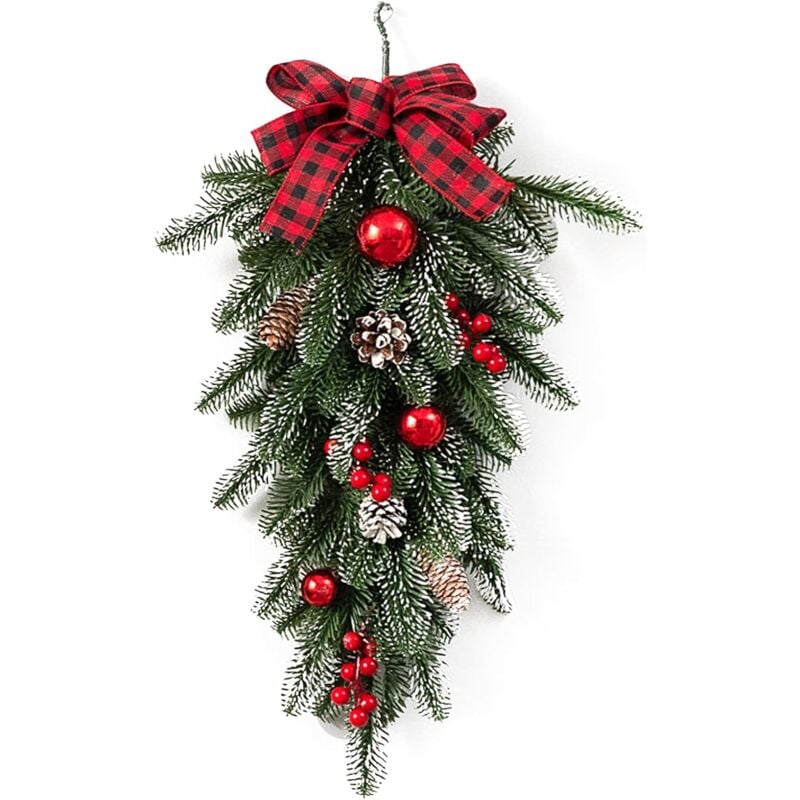 Image of Weihnachtskränze für Außendekoration, Weihnachtskranz, Tannenzapfen-Ornament, dekorative Accessoires, Wandanhänger, Simulationsblume für Innen- und