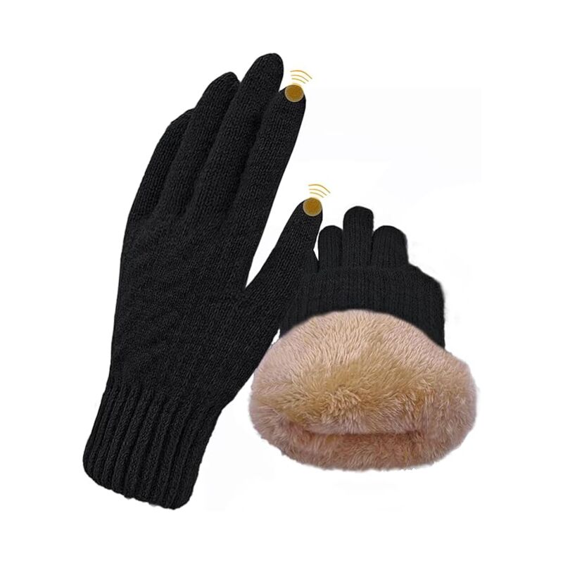 Image of Ulisem - Winterwarme Touchscreen-Handschuhe aus Wolle mit isoliertem Fleecefutter, speziell für Skifahren, Radfahren, Autofahren und alle Arten von