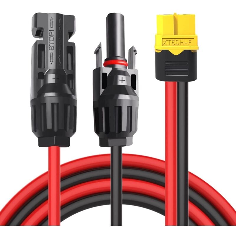 Image of XT60 Solar-Ladekabel-Adapter auf männlich-weiblichen Solar-Stecker, 12 awg Verlängerungskabel 3 m für Batterie, tragbares Kraftwerk, Solargenerator