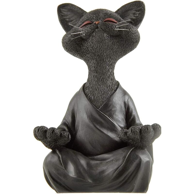 Image of Zen- und glückliche Buddha-Katzenstatue in Meditation, ideal für Innen- und Außendekoration, Haus und Garten