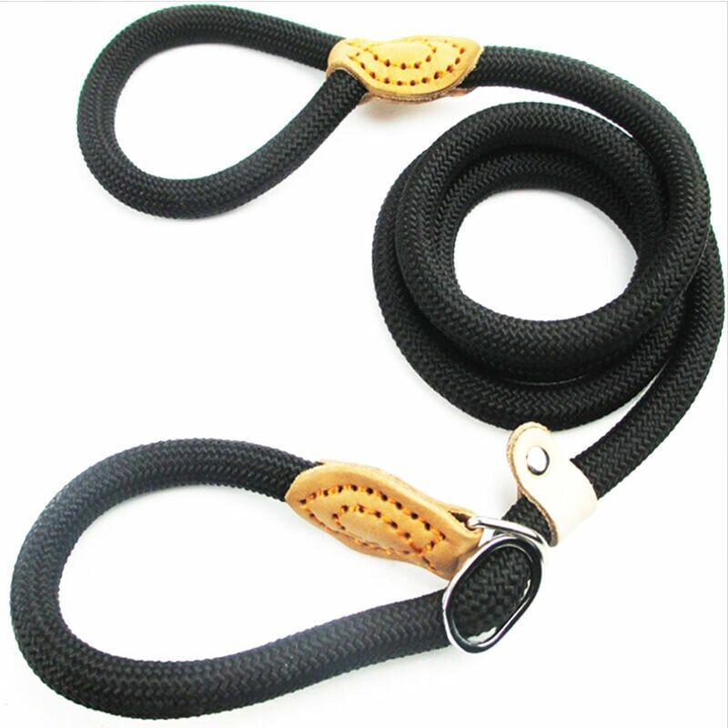 Image of Dolaso - 1,5 m Nylon-Hundeleine, schwarze Seil-Hundeleine, Seil-Hundeleine, Hundetrainingsleine, Schiebeleine, Hunde-Lasso-Leine, Hundeleinenhalsband