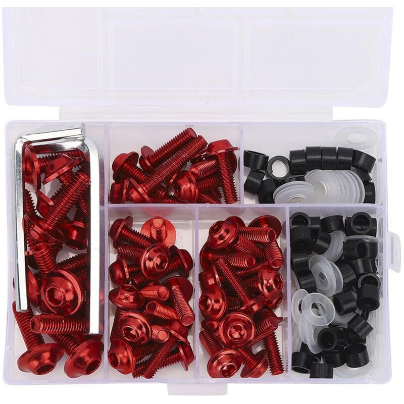 Image of Universal Verkleidungsschrauben Dichtungsschlüsselsatz Motorradzubehör Hochwertiges Hardware-Set (Rot) - Ej.life