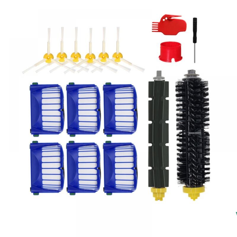 Image of 17 Stück iRobot Roomba Kehrmaschine 600 Serie Zubehör 595/650/528/620 Seitenbürstenwalzenbürstenfilter 1 Satz Walzenbürsten + 6 Filter + 6
