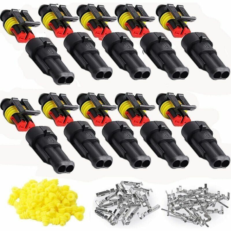 Image of 10 Kits 2-poliger wasserdichter elektrischer Auto-Stecker, wasserdichter Auto-Stecker, staubdicht, isoliert und versiegelt Dolaso