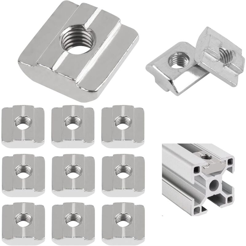 Image of 10 Stück Nutensteine M8, t Nut Schiene M8 Nutenstein Schiebemuttern Set Aluschiene c Aluminiumprofil-Extrusionsschlitz für die Architektur,