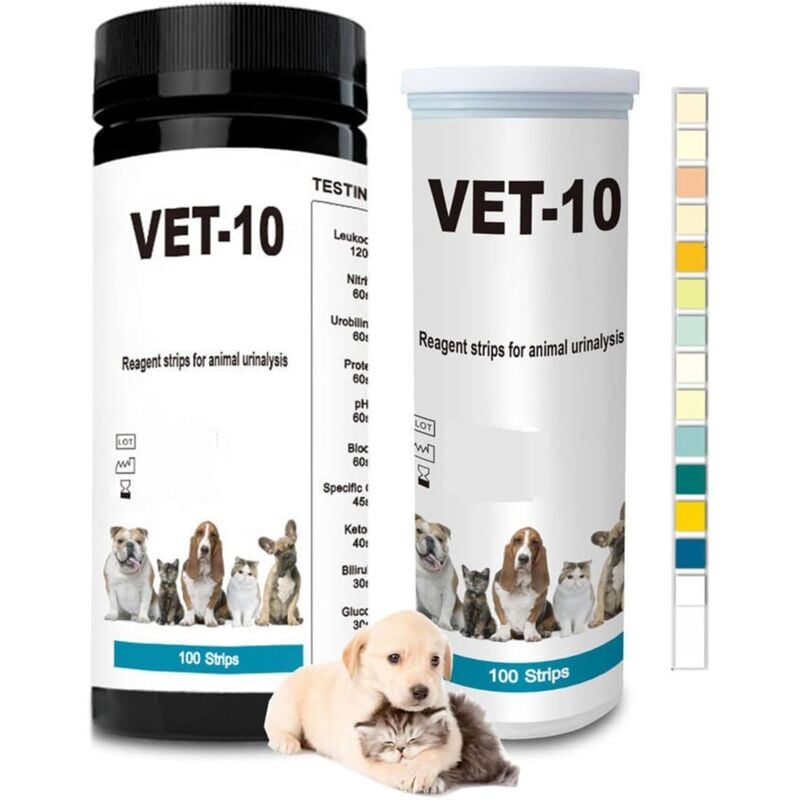 Image of Coocheer - 100 Urinteststreifen 10-in-1 Harnwegsinfektionstestkit Katze und Hund Haustier Diabetes Urinanalyse-Teststreifen Multiparameter