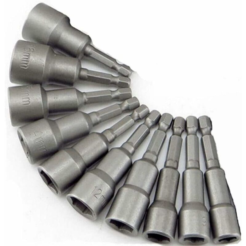 Image of Unho - 10tlg Stecknuss Set Steckschlüsselsatz Sechskant Sechskant Bit Set Steckschlüssel magnetisch bitsatz für akkuschrauber