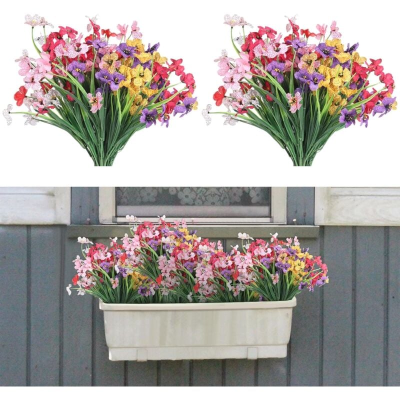 Image of 12 Stück Kunstblumen Draußen Künstliche Blumen wie Echt Veilchen Kunstpflanzen Außen Seidenblumen Blumenstrauß Fake Flowers für Balkon Garten Topf