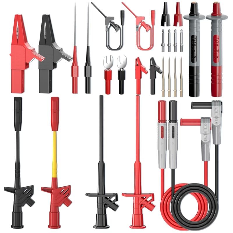 Image of Dolaso - 28-teiliges Multimeter-Messleitungs-Set mit Krokodilklemmen, flexiblen Hochspannungs-Prüfspitzen, Isolations-Piercing-Prüfklemme,