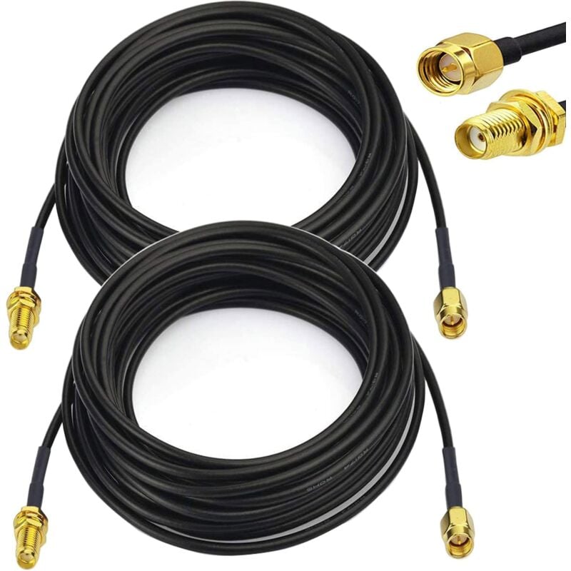 Image of 2 Stück 3 m SMA-Kabel, SMA-Stecker, SMA-Verlängerung, sma RG174-Kabel für 0–3G LTE-Antenne