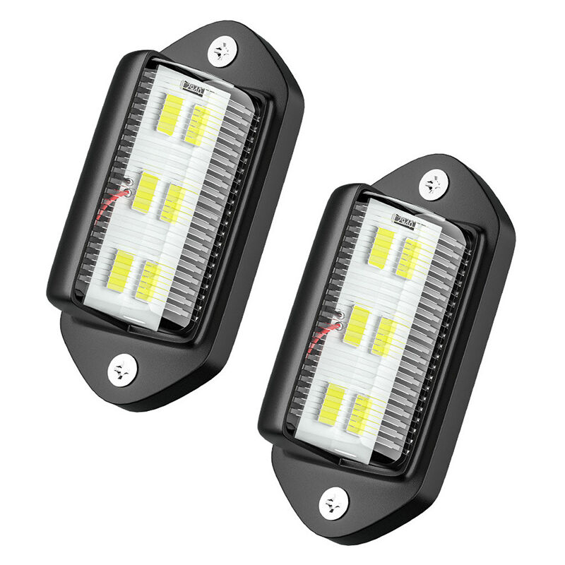 Image of 2 Stück LED-Kennzeichenleuchte, wasserdicht, 6 SMD-LED-Rückleuchten, Kennzeichenleuchte für 12 V/24 V, LKW, Van, Anhänger, Auto, Fahrzeug, Wohnwagen,